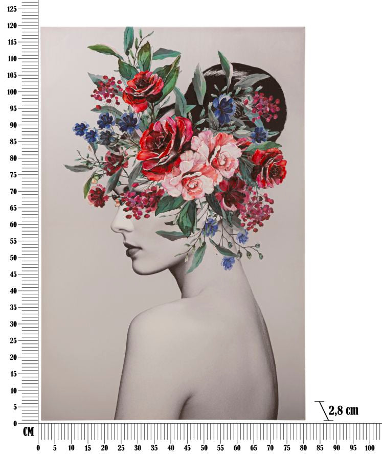 Floral Elegance: Artistic Woman Print - 80x2.8x120 cm