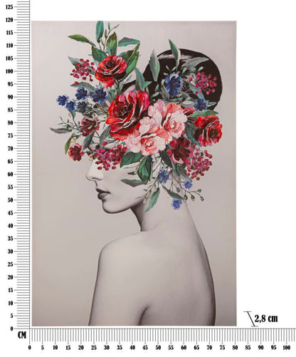 Floral Elegance: Artistic Woman Print - 80x2.8x120 cm