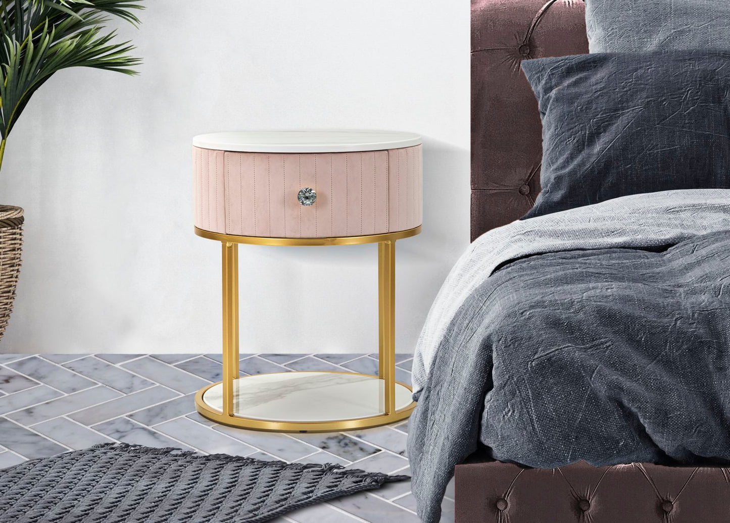 Nachttisch Montpellier Rosa Elegant Ø 42x48 cm