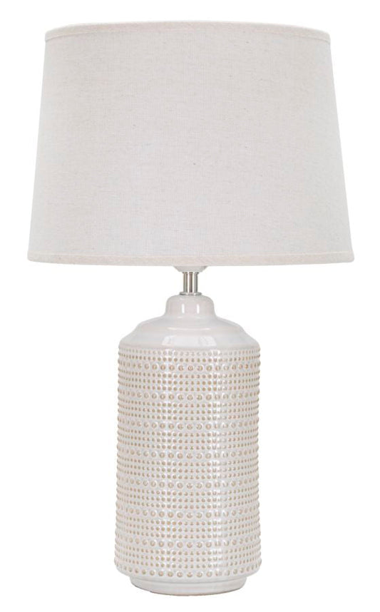 Lampada da Tavolo Elegante in Ceramica con Paralume Bianco 28x47 cm