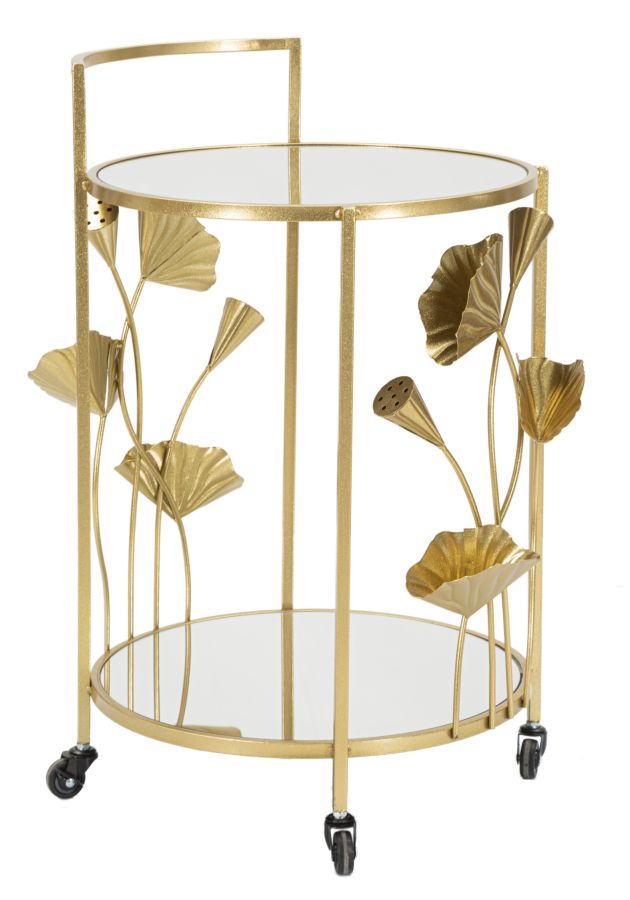 Carrello Elegante Flow con Ripiani in Vetro a Specchio 60x46x76 cm