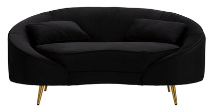 Divano compatto Oslo 2 posti con cuscini neri cm 148x84x68