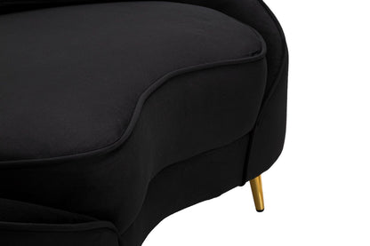 Divano compatto Oslo 2 posti con cuscini neri cm 148x84x68