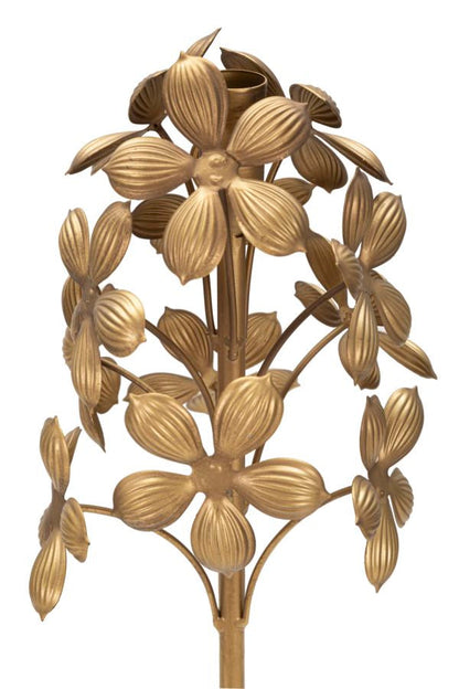Kerzenhalter Flowy aus goldfarbenem Metall Ø 17 cm x 93 cm