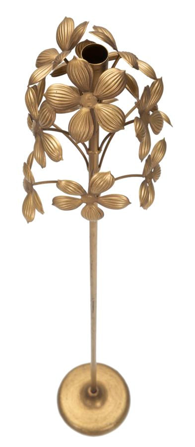 Kerzenhalter Flowy aus goldfarbenem Metall Ø 17 cm x 93 cm