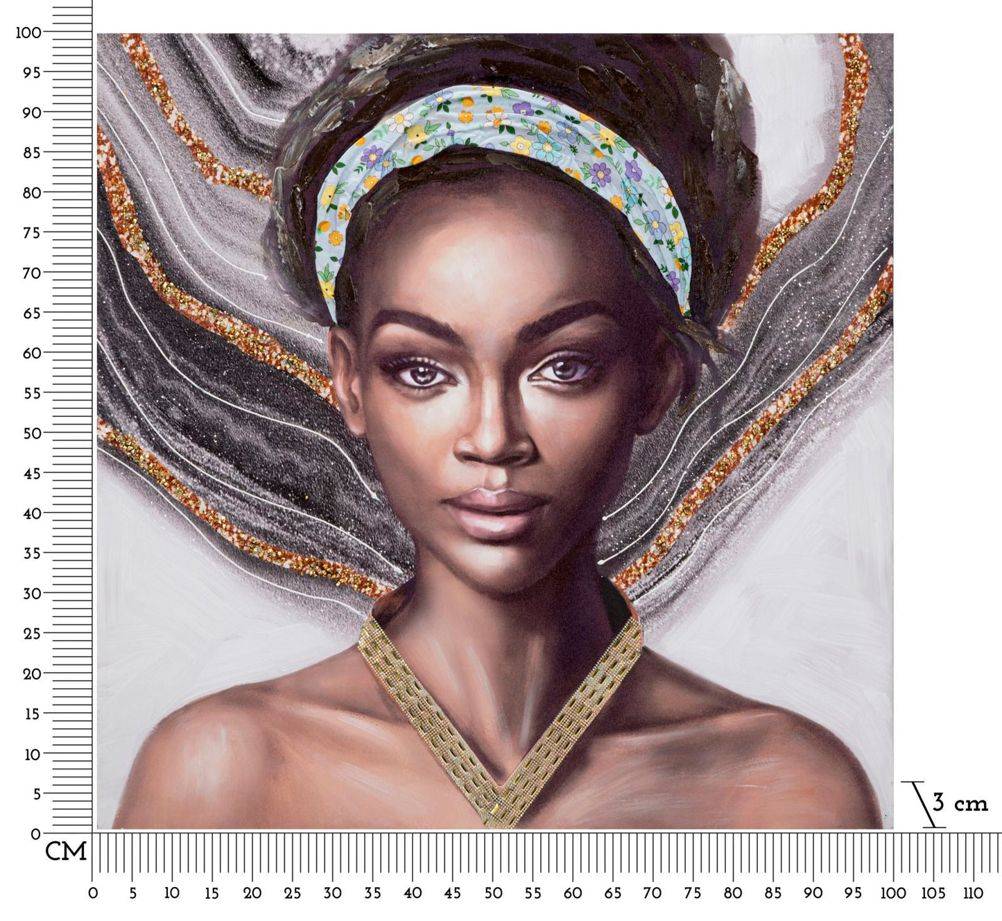 Weibliches Porträt auf Leinwand Naomi – 100x3x100 cm