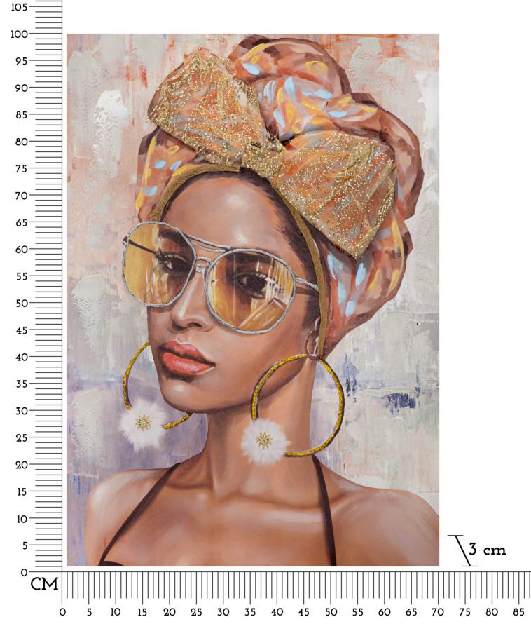 Elegantes Frauenporträt auf Leinwand – 70x3x100 cm