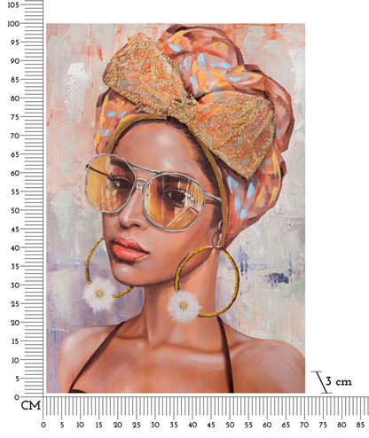 Elegantes Frauenporträt auf Leinwand – 70x3x100 cm