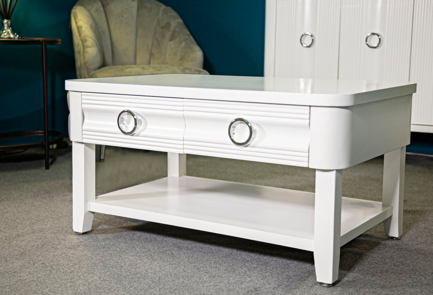 Rechteckiger Couchtisch 90x60 cm mit Schubladen