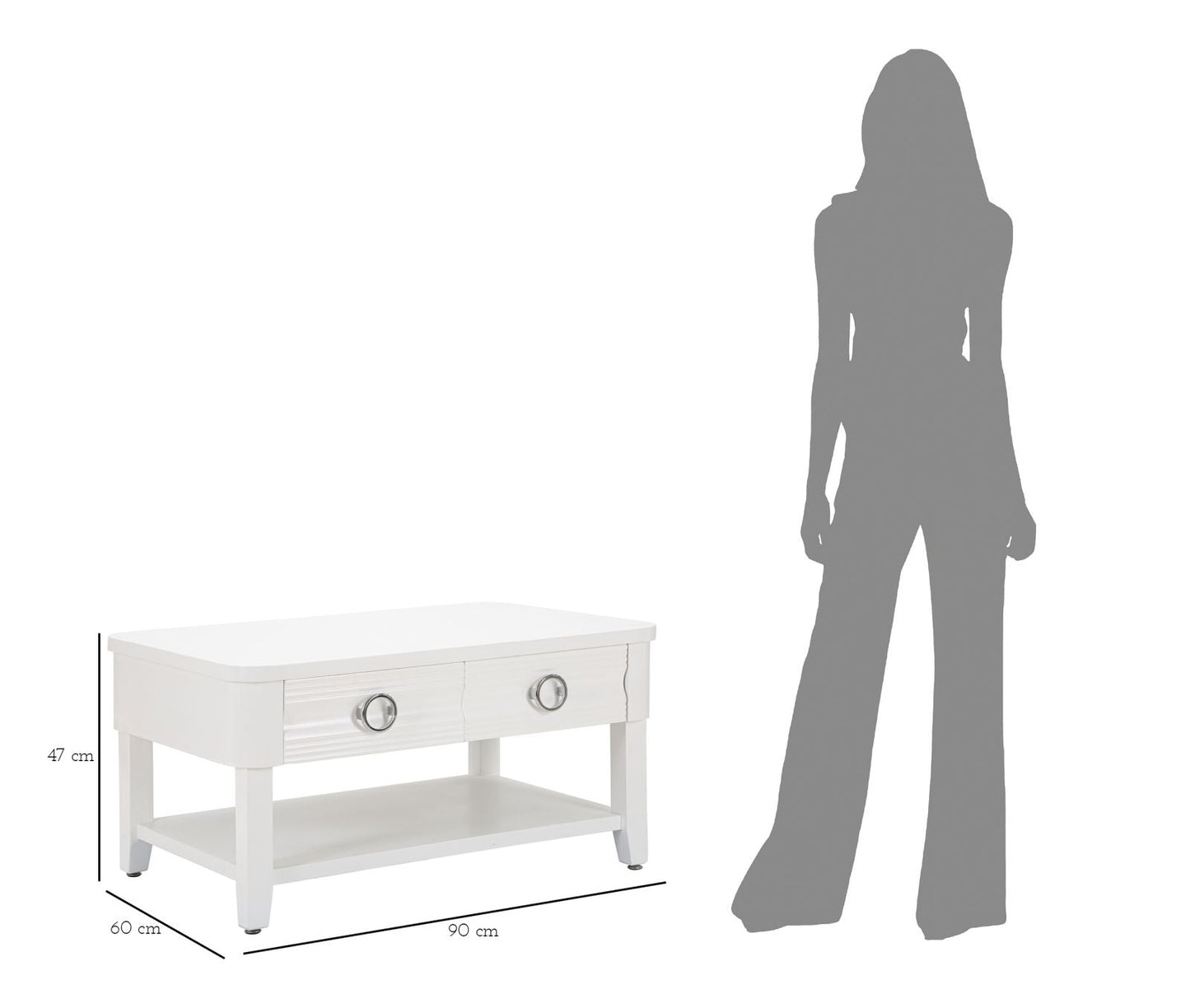 Rechteckiger Couchtisch 90x60 cm mit Schubladen