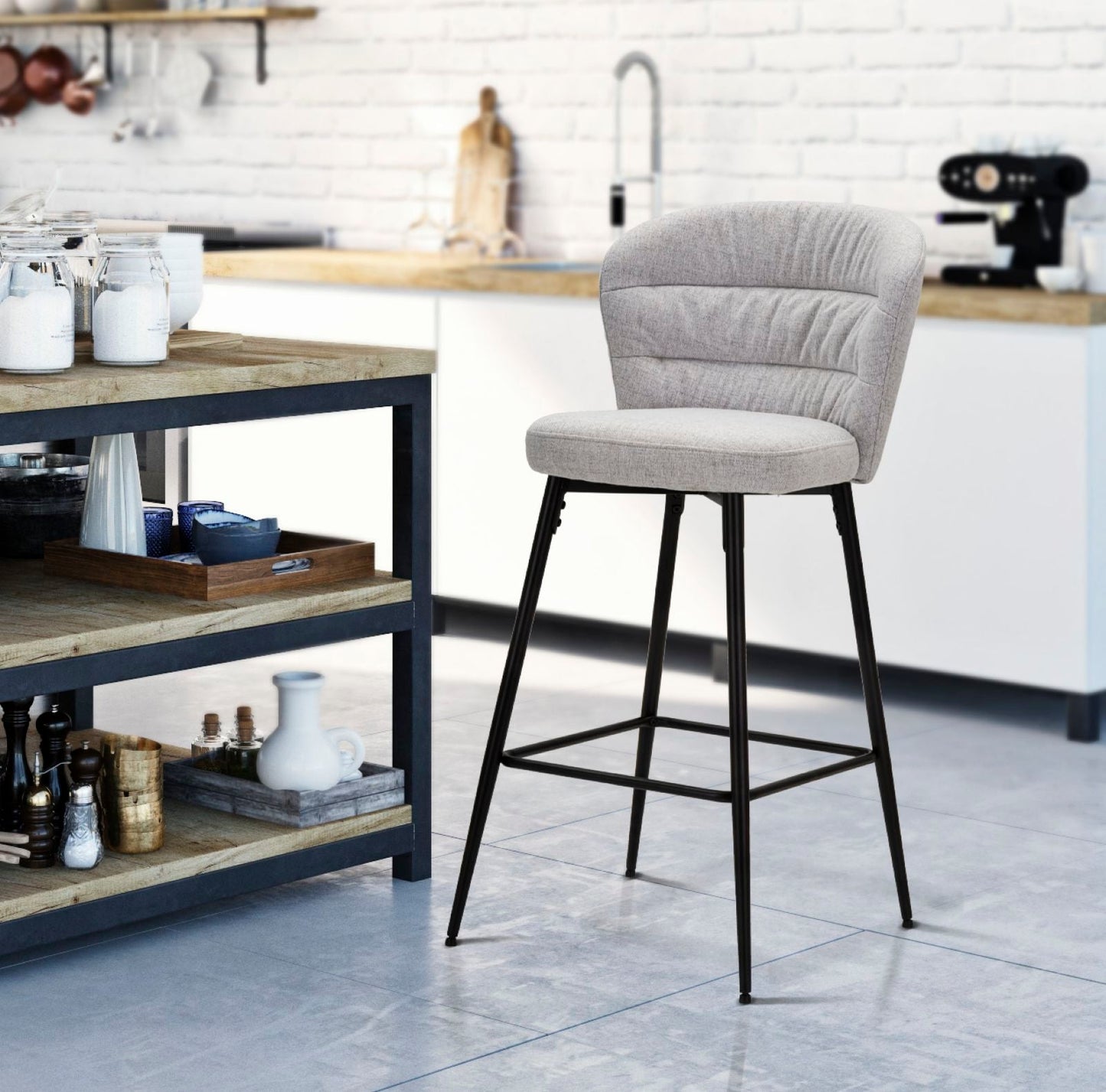 Barhocker Lausanne Grau – 2er-Set mit Retro-Design 52x59x108 cm