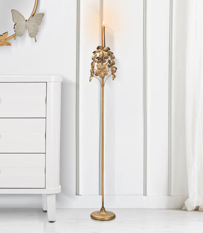 Kerzenhalter Flowy aus goldfarbenem Metall Ø 17 cm x 93 cm