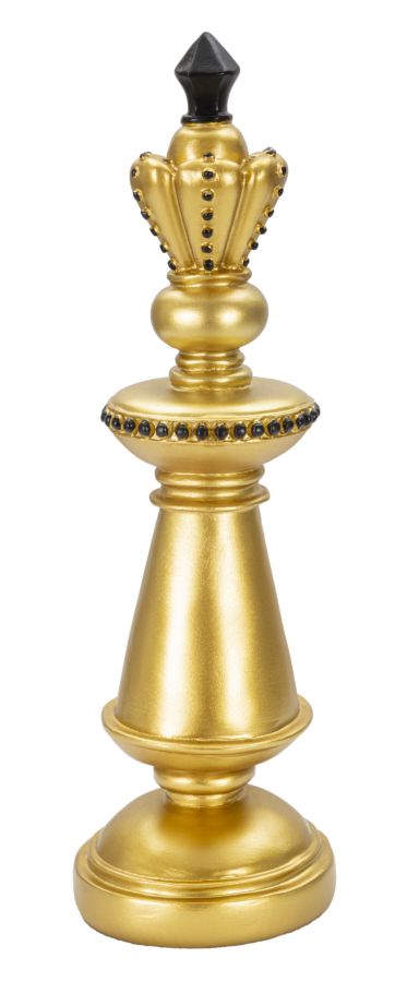 Re degli Scacchi in Oro e Nero - Scultura Elegante cm Ø 11x32,5