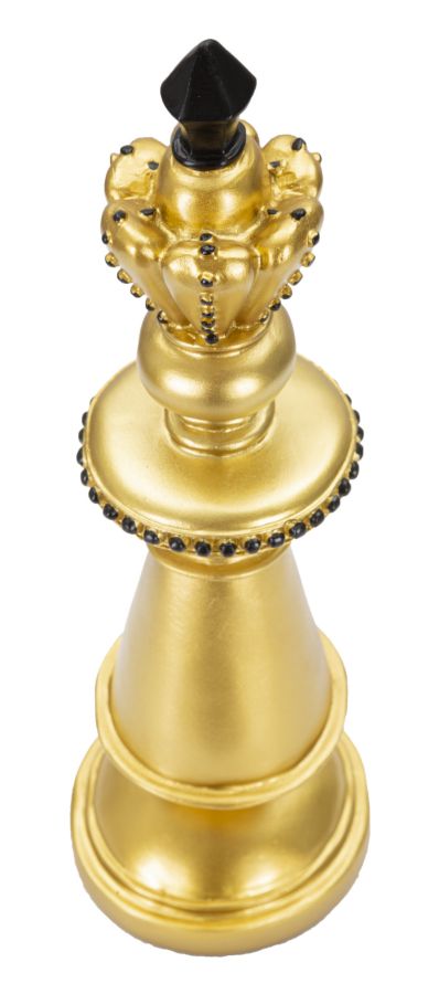 Re degli Scacchi in Oro e Nero - Scultura Elegante cm Ø 11x32,5