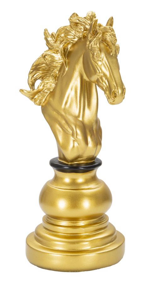 Elegantes Pferd in Gold und Schwarz 14x11x27 cm