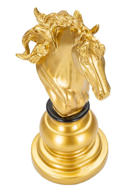 Elegantes Pferd in Gold und Schwarz 14x11x27 cm