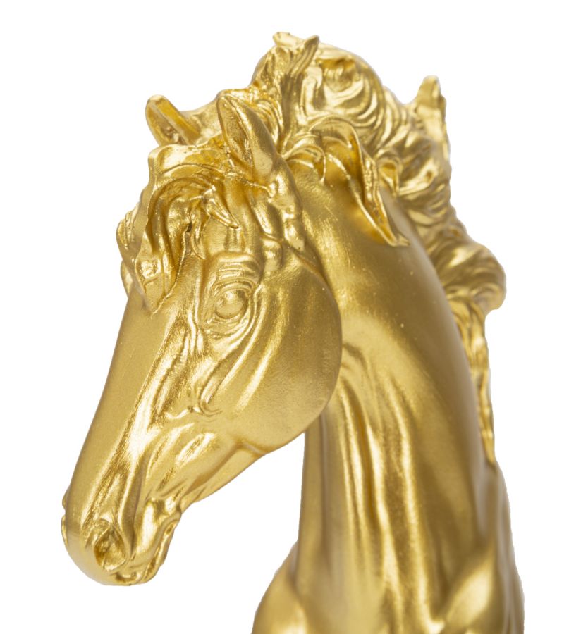 Elegantes Pferd in Gold und Schwarz 14x11x27 cm