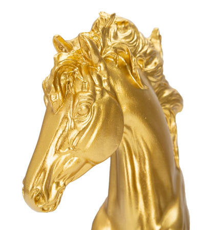 Elegantes Pferd in Gold und Schwarz 14x11x27 cm