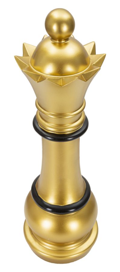 Schachkönigin in Gold und Schwarz - Eleganz und Stil cm ø 15x50