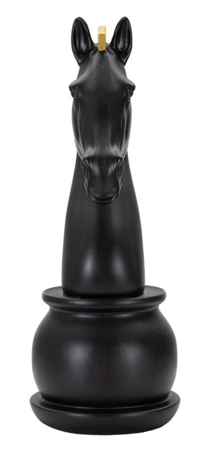 Black Chess Knight with Gold Trim cm Ø 18.5x50