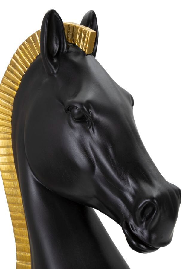 Black Chess Knight with Gold Trim cm Ø 18.5x50
