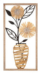 Decorative iron and wood panel with flower vase 40x3.5x80 cm