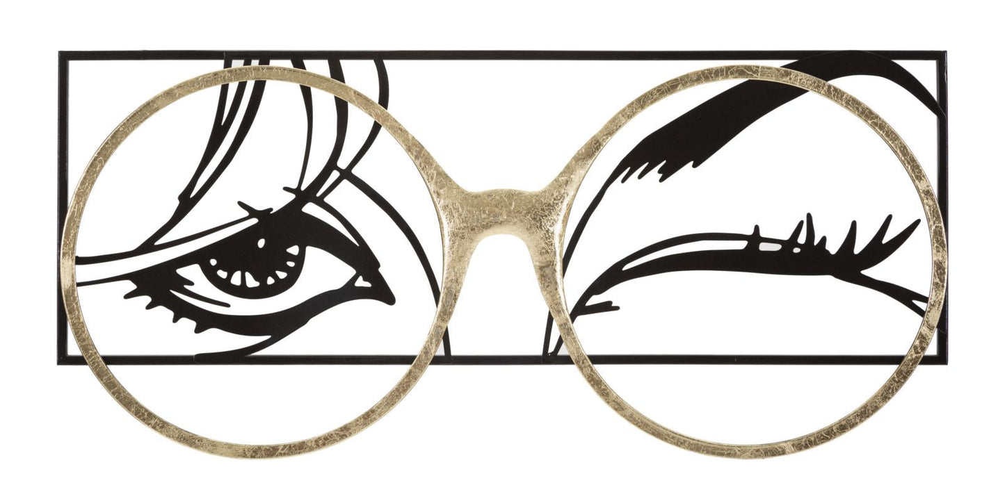 Dekoratives Eisenpaneel mit goldener Brille 89,5x3,8x41,3 cm