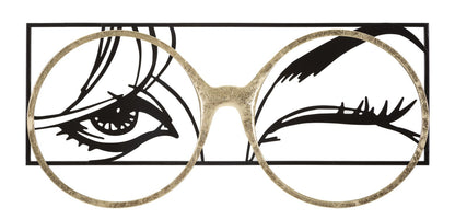 Dekoratives Eisenpaneel mit goldener Brille 89,5x3,8x41,3 cm