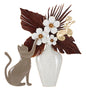 Metal Decorative Panel with Cat and Flowers 54.6x8.9x59.7 cm