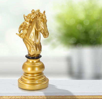 Elegantes Pferd in Gold und Schwarz 14x11x27 cm