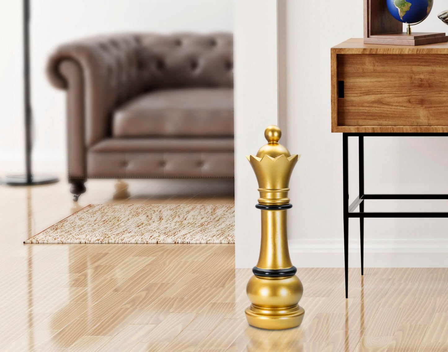 Schachkönigin in Gold und Schwarz - Eleganz und Stil cm ø 15x50