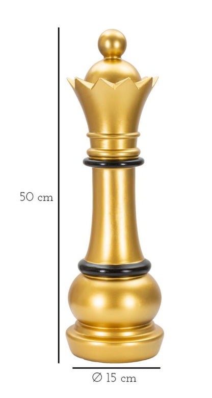 Schachkönigin in Gold und Schwarz - Eleganz und Stil cm ø 15x50
