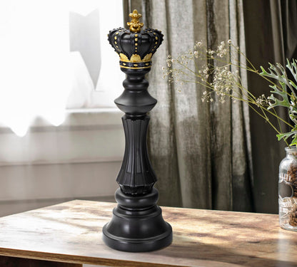Schachkönig Schwarz und Gold - Strategische Eleganz cm ø 13x40,5