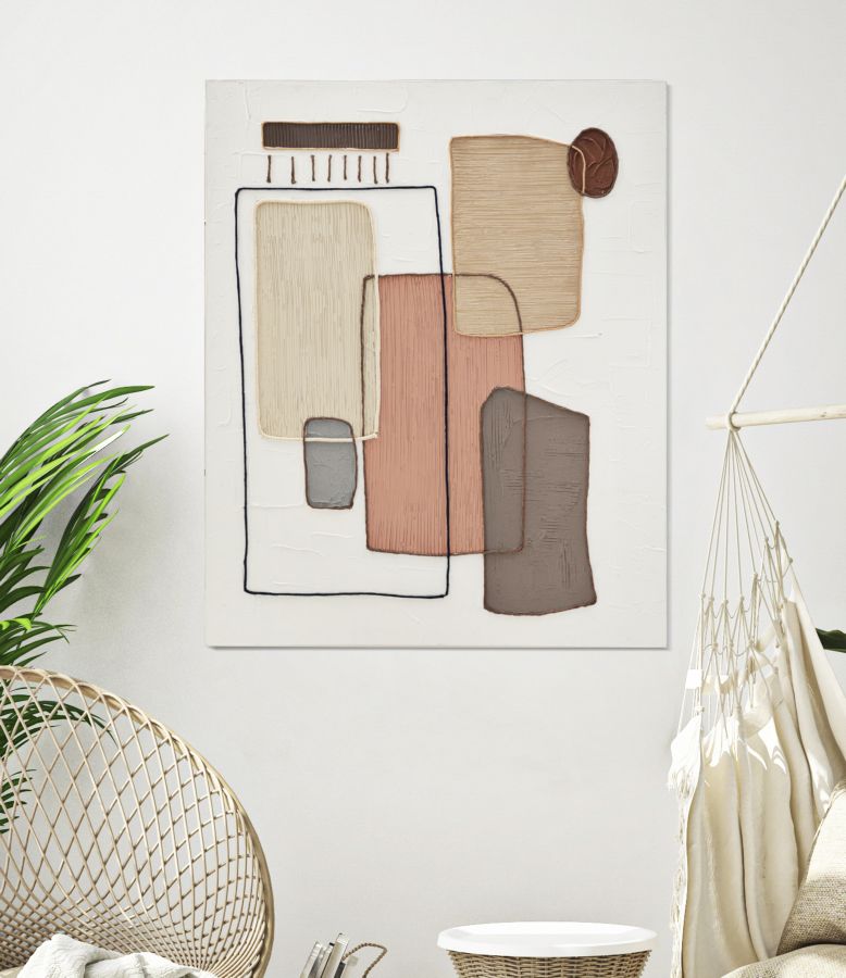 Abstraktes Gemälde auf Leinwand – 80x2,8x100 cm