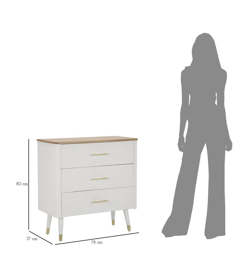 Kommode Matera Elegant mit 3 Schubladen und brauner Holzplatte
