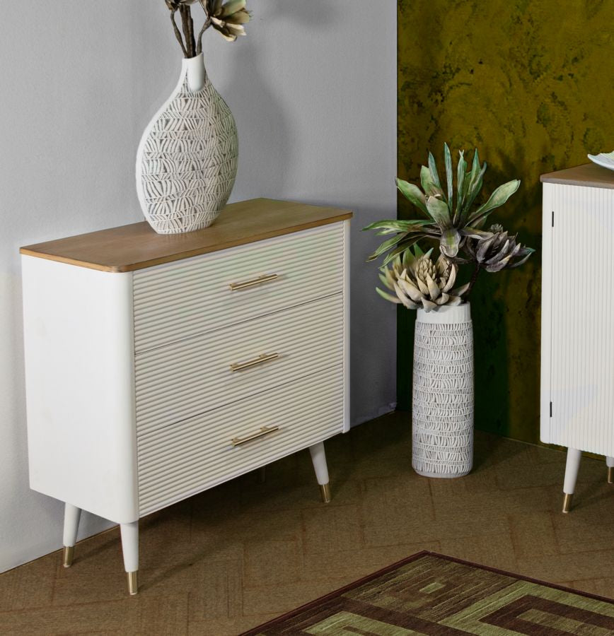 Kommode Matera Elegant mit 3 Schubladen und brauner Holzplatte