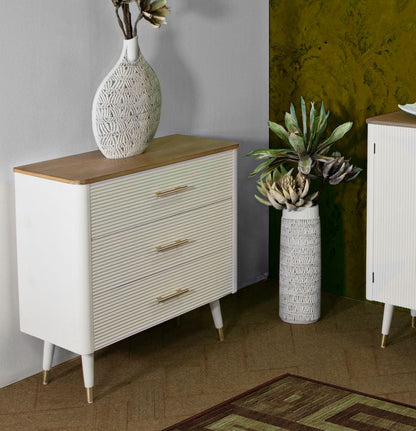 Kommode Matera Elegant mit 3 Schubladen und brauner Holzplatte