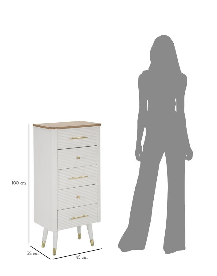 Elegante Kommode Matera 45x32x100 cm
