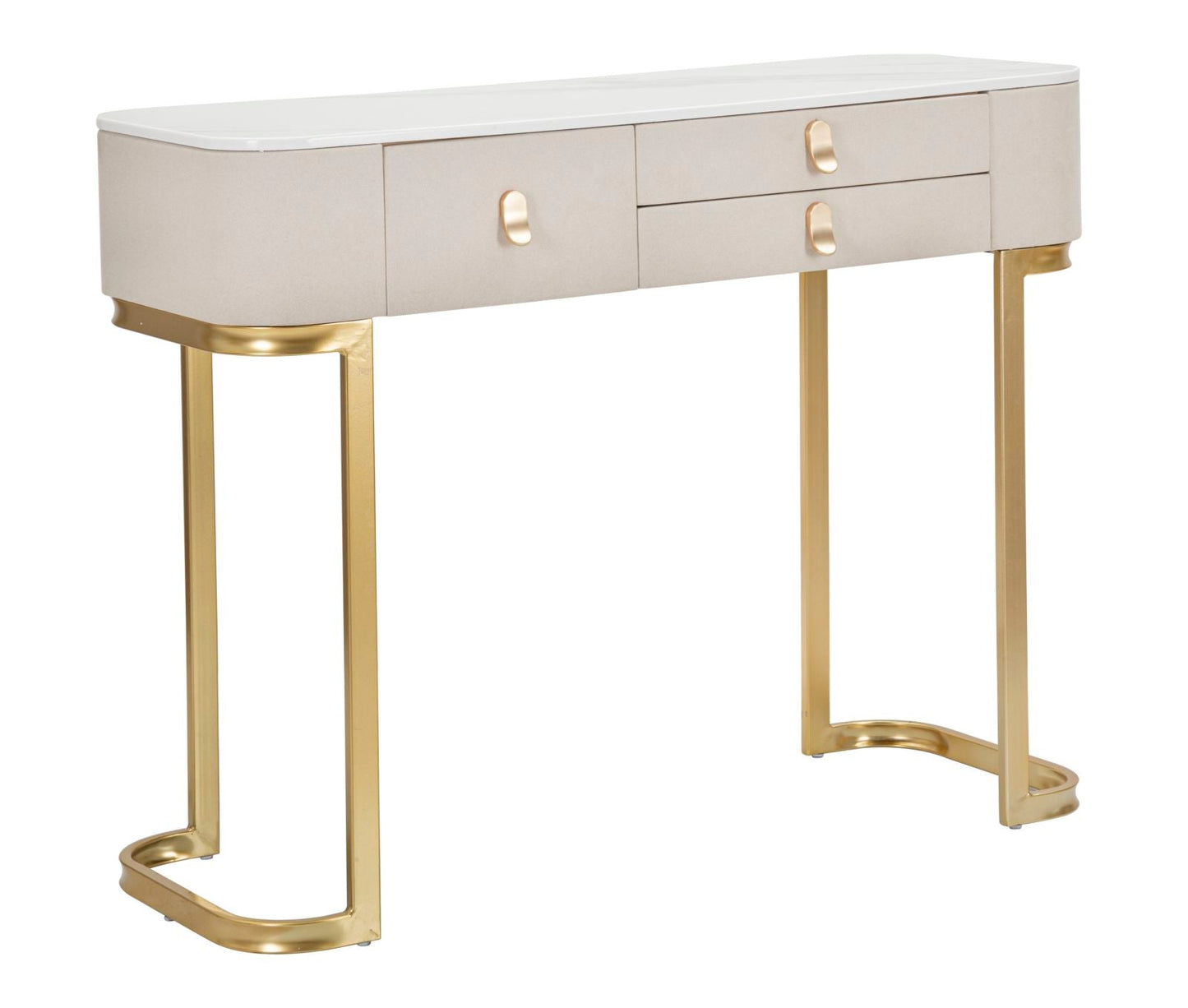 Elegante Konsole mit 3 Schubladen und Platte in Marmoroptik 100x40x80 cm