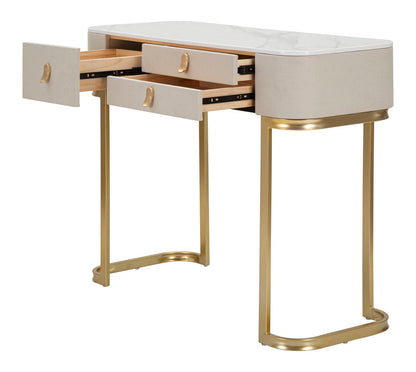 Elegante Konsole mit 3 Schubladen und Platte in Marmoroptik 100x40x80 cm