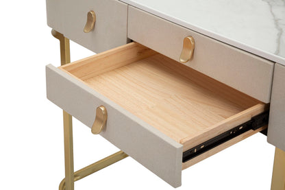Elegante Konsole mit 3 Schubladen und Platte in Marmoroptik 100x40x80 cm
