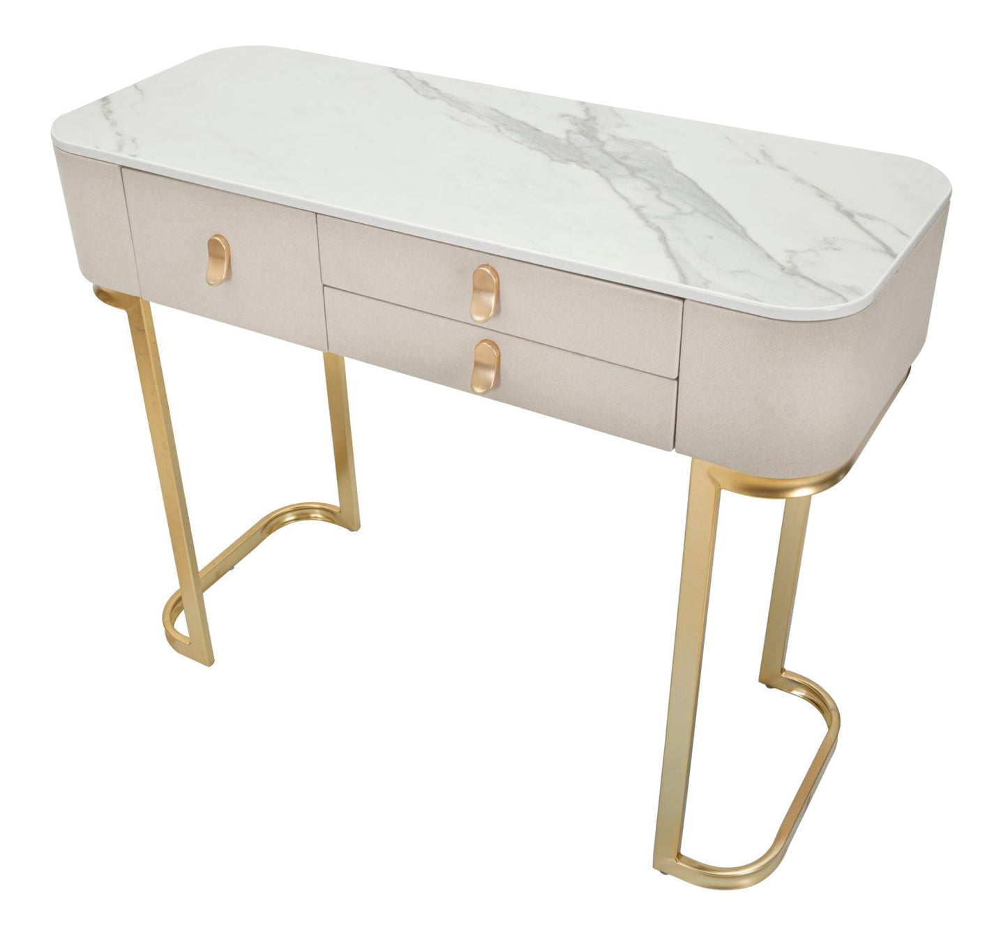 Elegante Konsole mit 3 Schubladen und Platte in Marmoroptik 100x40x80 cm