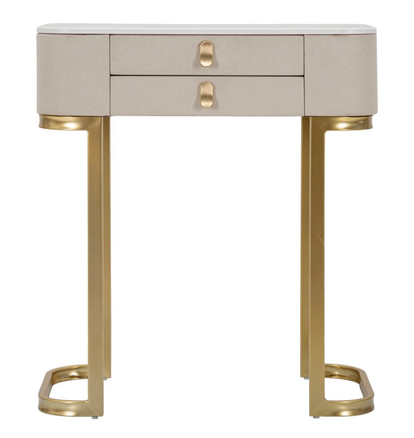 Elegante Konsole mit 2 Schubladen und Marmor-Optik-Platte 70x40x80 cm