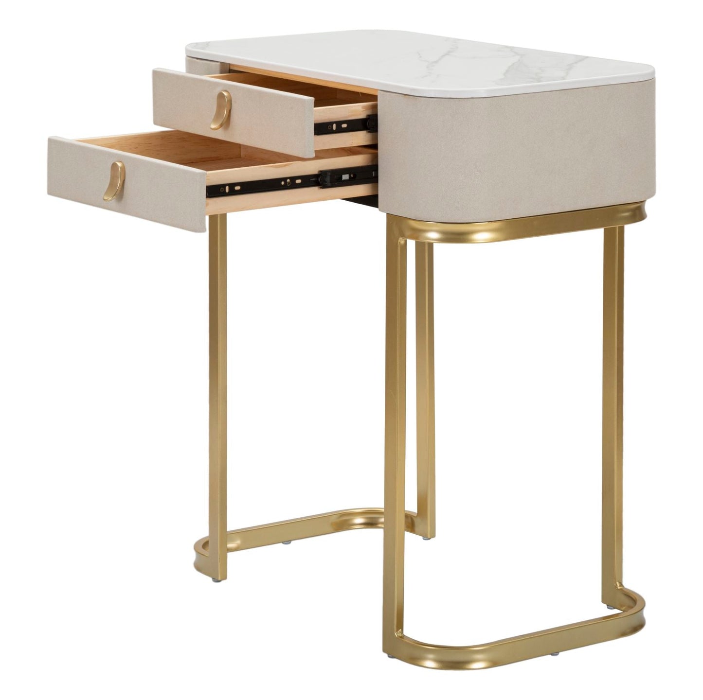 Elegante Konsole mit 2 Schubladen und Marmor-Optik-Platte 70x40x80 cm