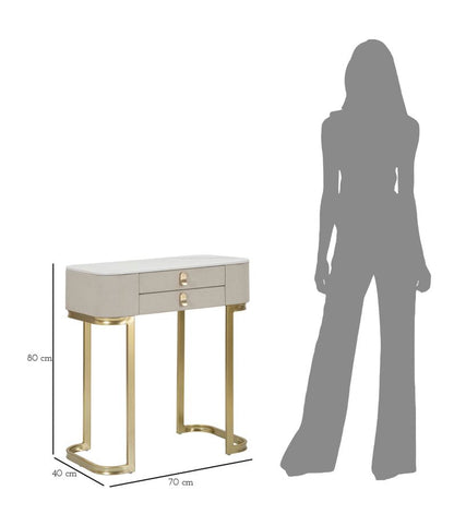 Elegante Konsole mit 2 Schubladen und Marmor-Optik-Platte 70x40x80 cm