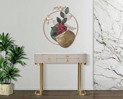 Elegante Konsole mit 3 Schubladen und Platte in Marmoroptik 100x40x80 cm