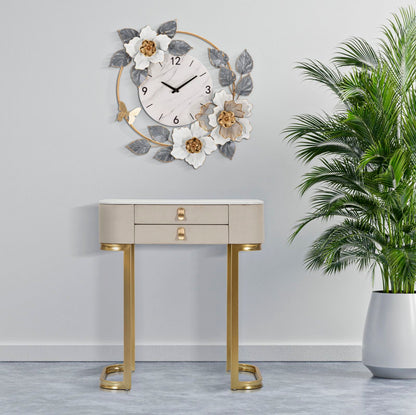 Elegante Konsole mit 2 Schubladen und Marmor-Optik-Platte 70x40x80 cm