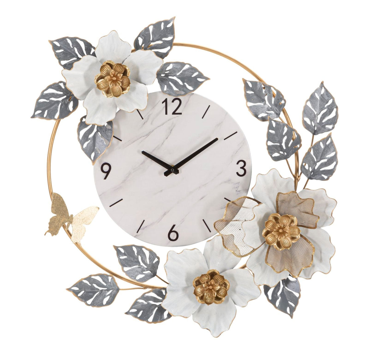 Elegant Floral Wall Clock - 64x8x64 cm