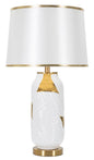 Elegant ceramic table lamp with white and gold lampshade cm ø 40x70