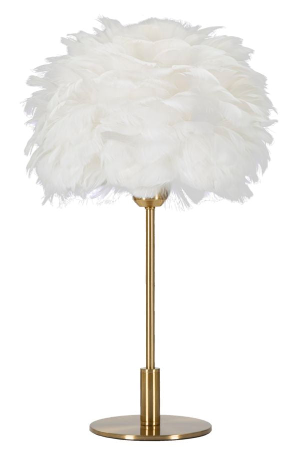 Lampada da Tavolo Elegante con Paralume in Piume Ø 30x50 cm